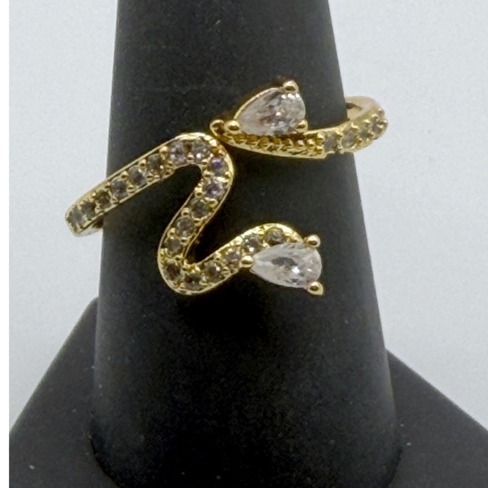 Gold‎ Tone Snake Rhinestone Ring Wrap Style Size 9.5 New